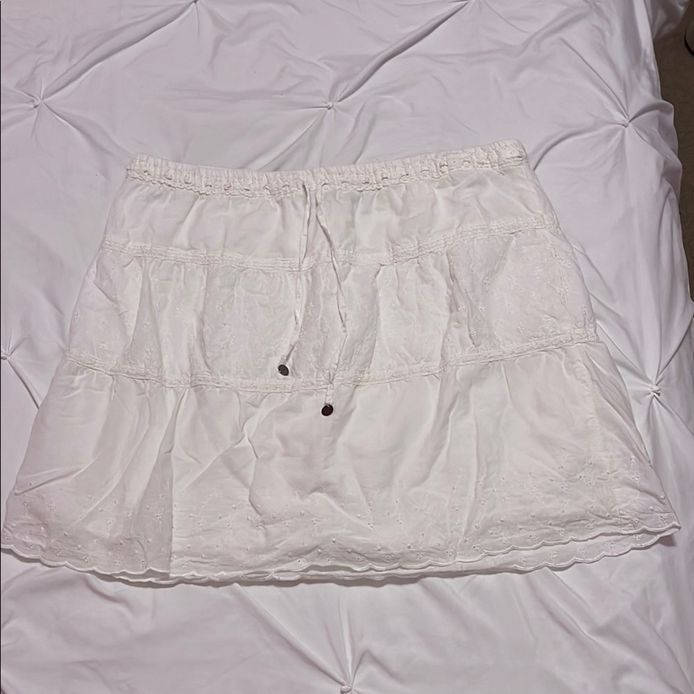 Maurices White Mini Skirt Smocked Tiered Casual